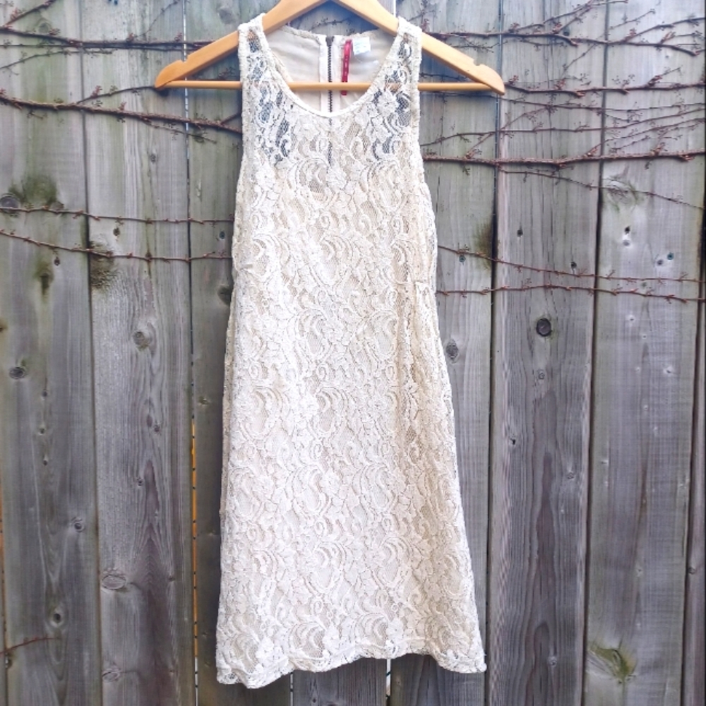 Cream Lace Mini Dress